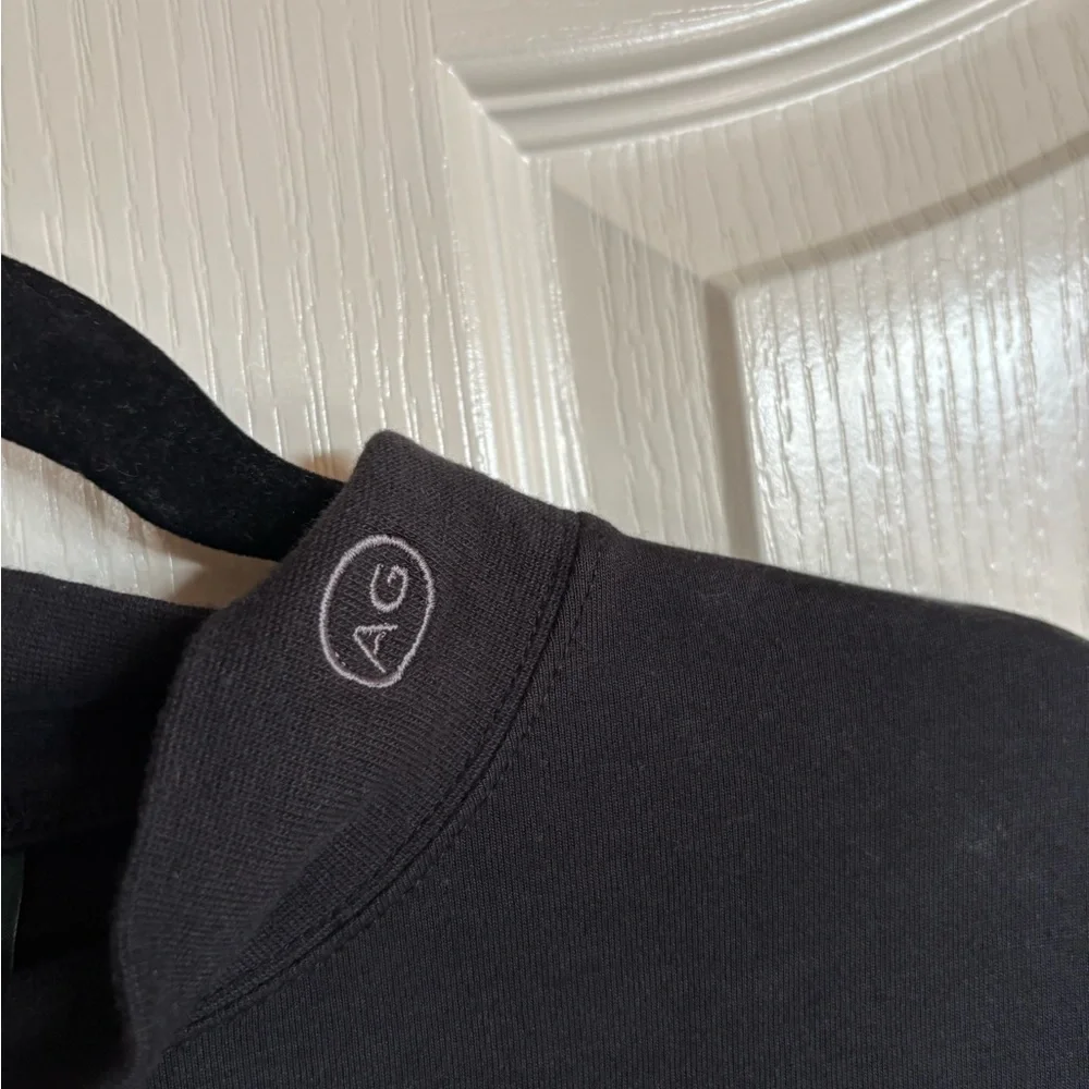 AG Adriano Goldschmid black short sleeve mock turtleneck Pima cotton large - Picture 6 of 10